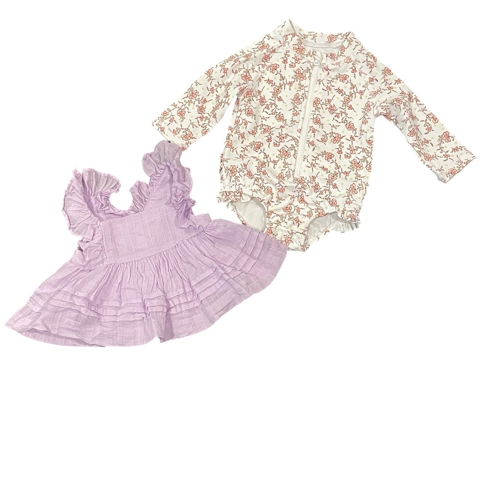 Janie & Jack Baby Bundle Ruffle Dress Swimwear Rash Guard 0-3M Lot of 2